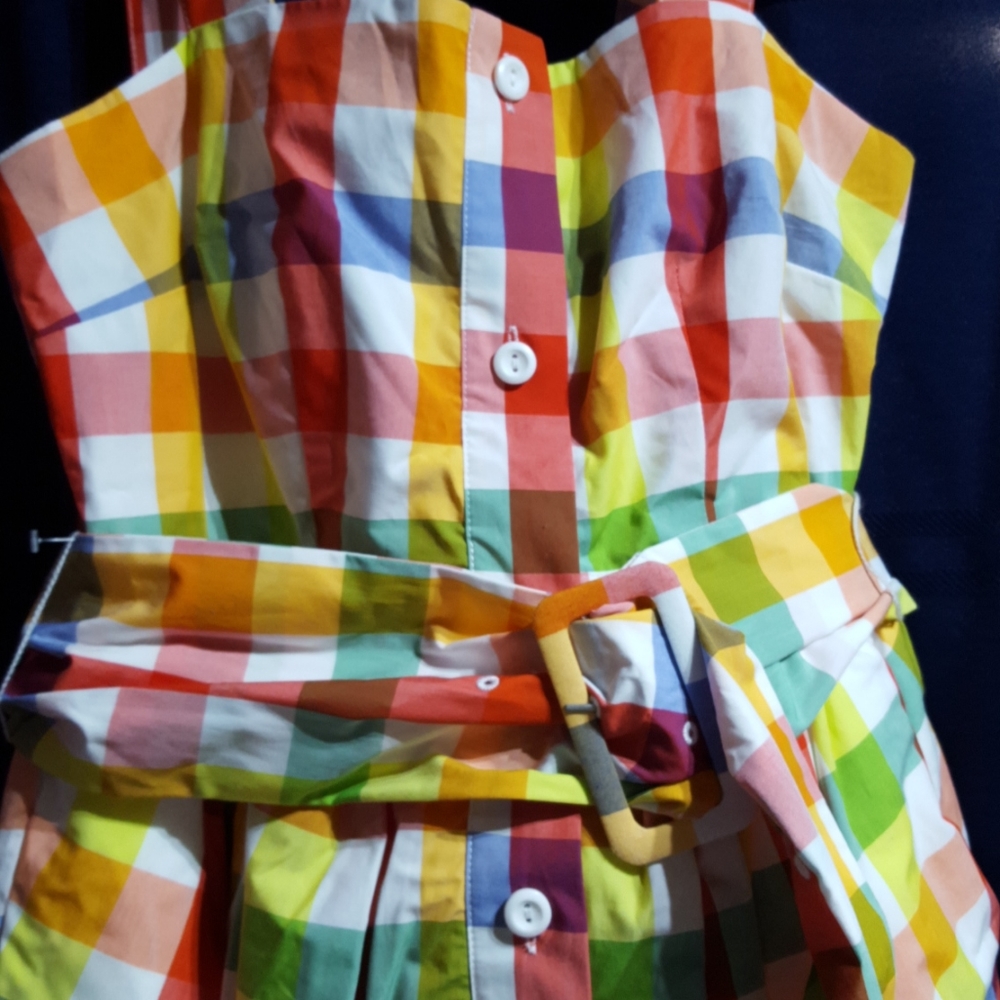 Christopher John Rogers Plaid Wide Strap Tie Waist - Picture 5 of 9